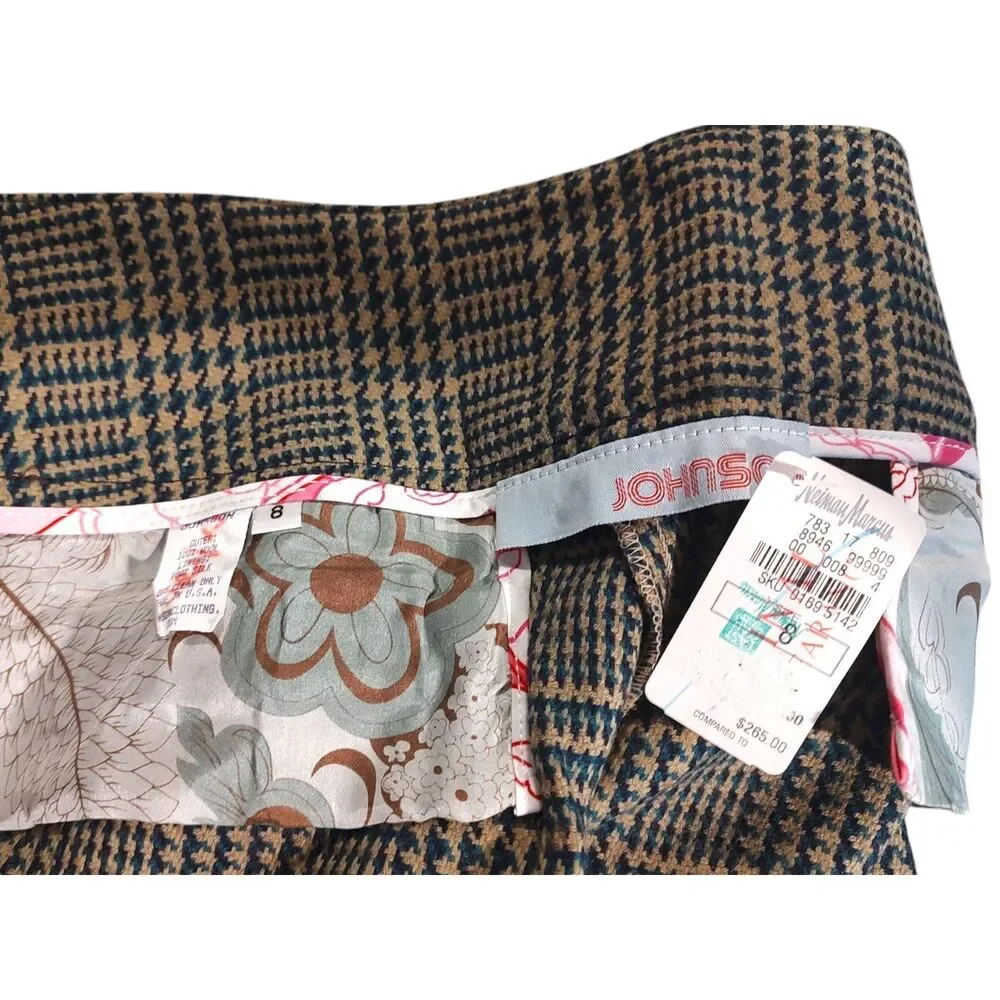 VINTAGE JUST JOHNSON PLAID WOOL SHORTS SIZE 8 SILK LINING OLD MONEY NWT - Picture 3 of 8